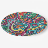 Amazonien-Handgemalte Abstrakte Kunst Pappteller (Schrägansicht)