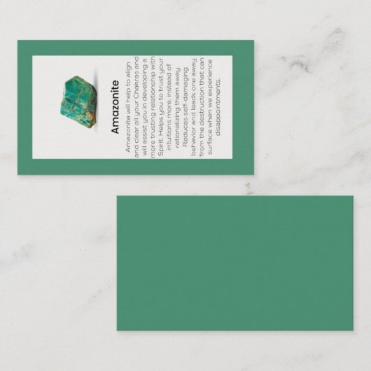 Amazonite Kristallbedeutung Gemstone Schmuck Visitenkarte (Vorne/Hinten)