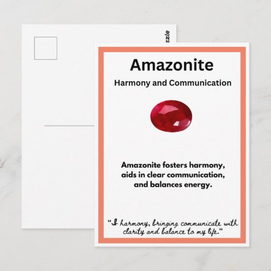 Amazonite Kristallstein Postkarte (Vorne/Hinten)