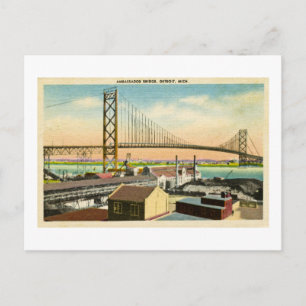 Ambassador Bridge Detroit, Michigan Vintage auf De Postkarte