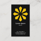 Amber Art Deco Blume Star - Schwarz Visitenkarte (Rückseite)