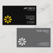 Amber Art Deco Blume Symbol - Schwarz Visitenkarte (Vorne/Hinten)