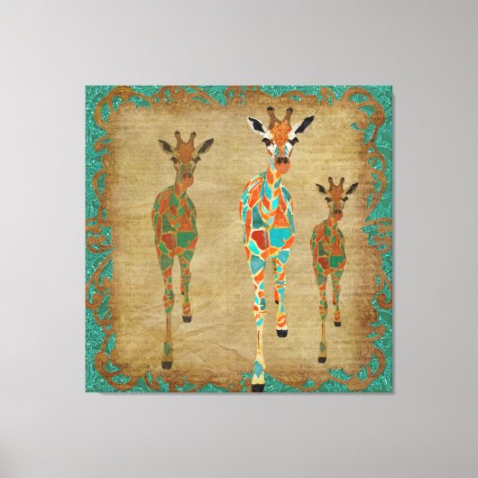 Amber & Azure Giraffes Art Leinwand (Vorderseite)