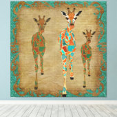 Amber & Azure Giraffes Art Leinwand (Insitu (Holzboden))