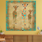 Amber & Azure Giraffes Art Leinwand (Insitu (Wohnzimmer))