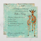 Amber Azure Giraffes Baby Einladung (Vorne/Hinten)
