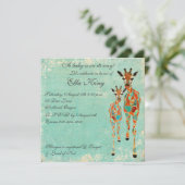 Amber Azure Giraffes Baby Einladung (Stehend Vorderseite)