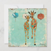 Amber Azure Giraffes Baby Einladung (Rückseite)
