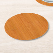 Amber Bambus Holzkörner Look Runder Pappuntersetzer (Angewinkelt)