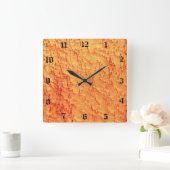 Amber Bird's Eye Maple Holz Grain Printed Muster Quadratische Wanduhr (Zuhause)