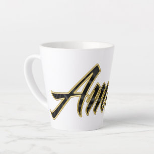 Amber black gold Lettering Latte Tasse