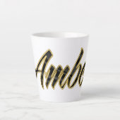 Amber black gold Lettering Latte Tasse (Vorderseite)