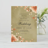 Amber Blossom Blüh Wedding Einladung (Stehend Vorderseite)
