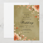Amber Blossom Blüh Wedding Einladung (Vorne/Hinten)