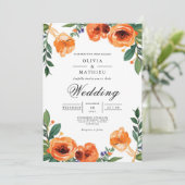 Amber Blossom Floral Wedding Einladung (Stehend Vorderseite)