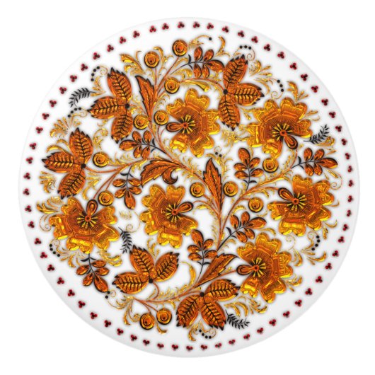 Amber Blume Elegantes Land Keramikknauf (Vorderseite)