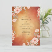 Amber Blush Rose Hochzeit Einladung (Stehend Vorderseite)