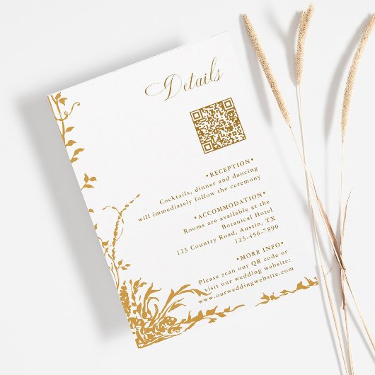 Amber Botanical Wedding QR Code Details  Begleitkarte