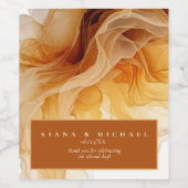 Amber Brandy Abstrakt Ink Wedding Danke, ID1089 Weinetikett (Einzelnes Label)