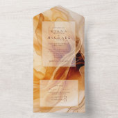 Amber Brandy Abstrakt Ink Wedding ID1089 All In One Einladung (Innen Boden)