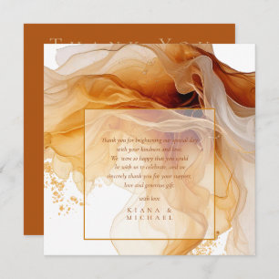 Amber Brandy Abstrakt Ink Wedding ID1089 Dankeskarte