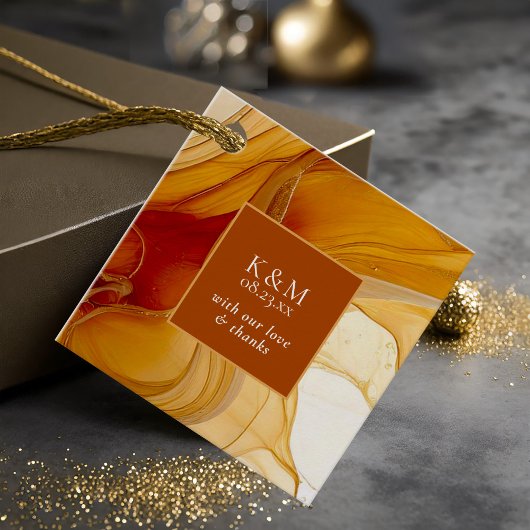 Amber Brandy Abstrakt Ink Wedding ID1089 Geschenkanhänger