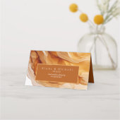 Amber Brandy Abstrakt Ink Wedding ID1089 Platzkarte (Rückseite)