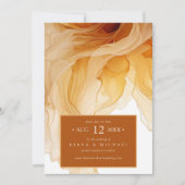 Amber Brandy Abstrakt Ink Wedding ID1089 Save The Date (Vorderseite)
