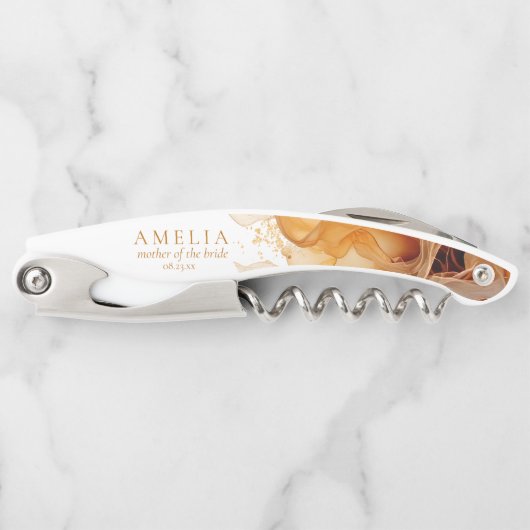 Amber Brandy Abstrakt Ink Wedding Party ID1089 Kellnermesser (Vorderseite)