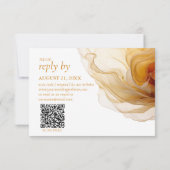 Amber Brandy Abstrakt Ink Wedding QR Code ID1089 RSVP Karte (Rückseite)