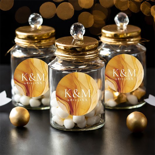 Amber Brandy Abstrakt Wedding ID1089 Runder Aufkleber