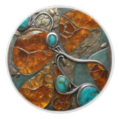 Amber Compass with Turquoise Points & Silver lace Keramikknauf (Vorderseite)