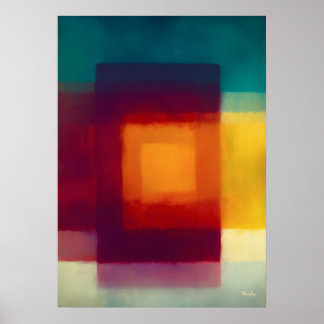 Amber Crimson Color Field Abstract Modern Wall Art Poster