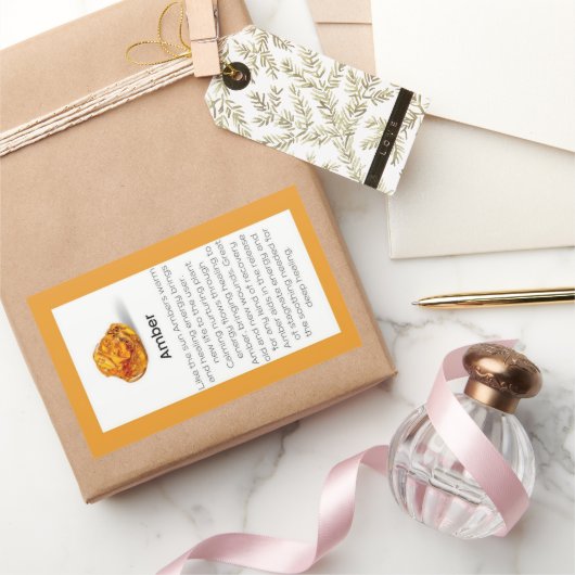 Amber Crystal Meaning Juwelen Edelsteinpaket Rechteckiger Aufkleber (Schenken)