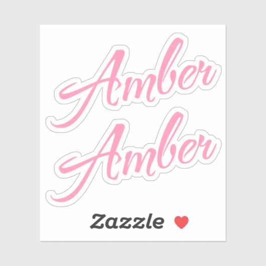 Amber dekorativer Name in Rosa x2 Aufkleber (Blatt)