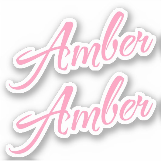 Amber dekorativer Name in Rosa x2 Aufkleber (Vorderseite)