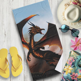 Amber Dragon Fantasy Badehandtuch