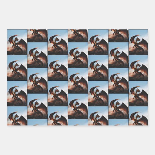 Amber Dragon Fantasy Geschenkpapier Set (Vorderseite 2)