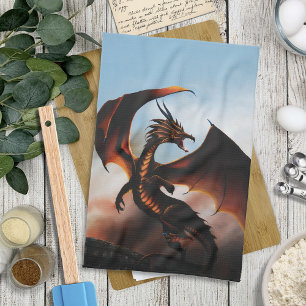 Amber Dragon Fantasy Geschirrtuch