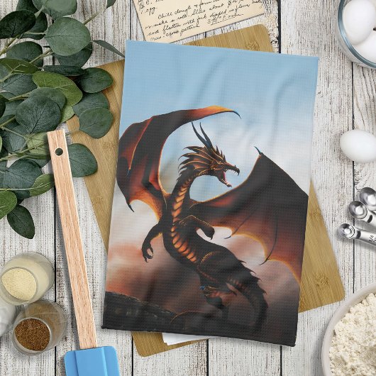 Amber Dragon Fantasy Geschirrtuch