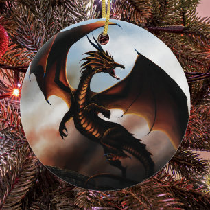Amber Dragon Fantasy Keramikornament