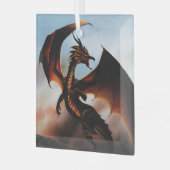 Amber Dragon Fantasy Ornament Aus Glas (Vorderseite links)