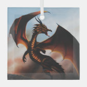 Amber Dragon Fantasy Ornament Aus Glas (Vorderseite)