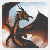 Amber Dragon Fantasy Quadratischer Aufkleber (Vorderseite)