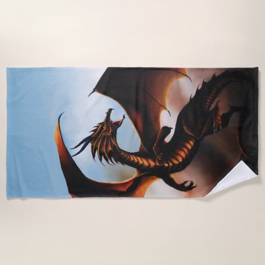 Amber Dragon Fantasy Strandtuch (Vorderseite)