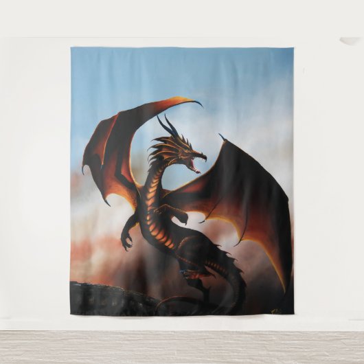 Amber Dragon Fantasy Wandteppich (Vorderseite)