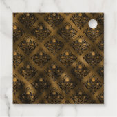 Amber Edelstein mit Schwarz-Gold-Rose Damask Geschenkanhänger (Rückseite)