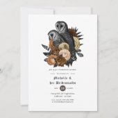 Amber Floral Owls Gothic Bridesmaids Luncheon Einladung (Vorderseite)