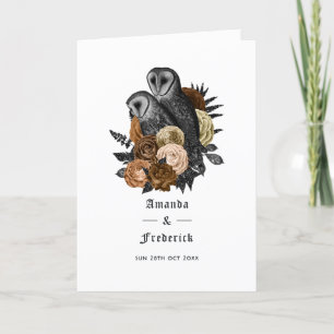 Amber Floral Owls Gothic Wedding Programm