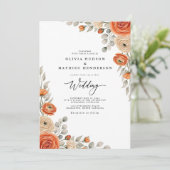 Amber Floral Whimsy Wedding Einladung (Stehend Vorderseite)